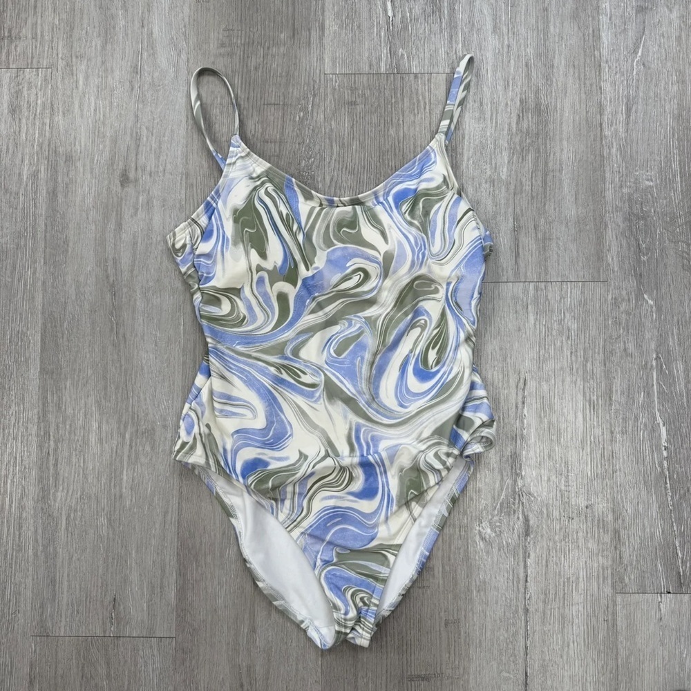 Hurley Blue & Green Swirl One Piece Bathing Suit - Size XL